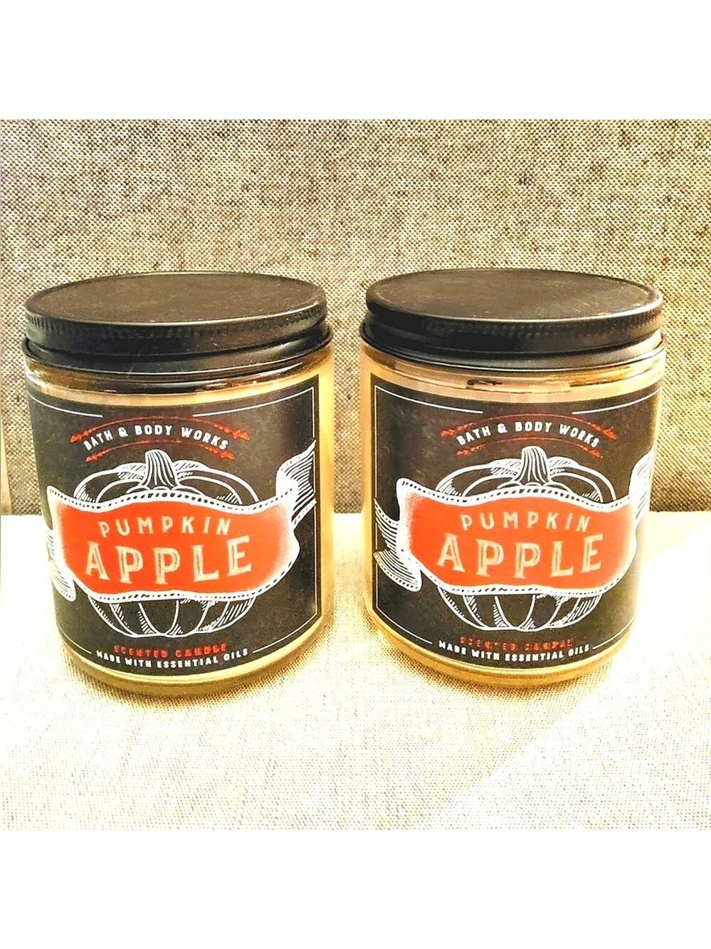 2 PUMPKIN APPLE SINGLE WICK CANDLES by Bath and Body Works BRAND NEW!